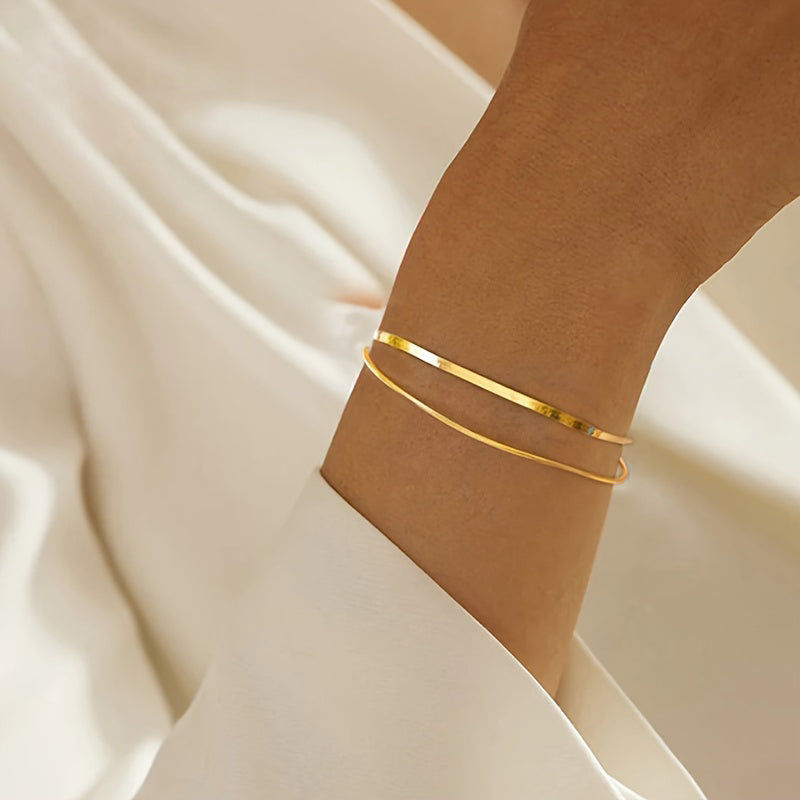 Double-Layer Snake Chain Bracelet “Celesta” – Silver & Gold