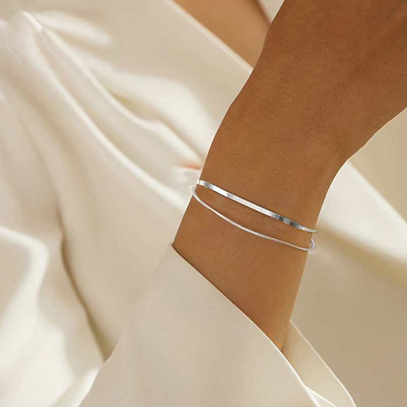 Double-Layer Snake Chain Bracelet “Celesta” – Silver & Gold